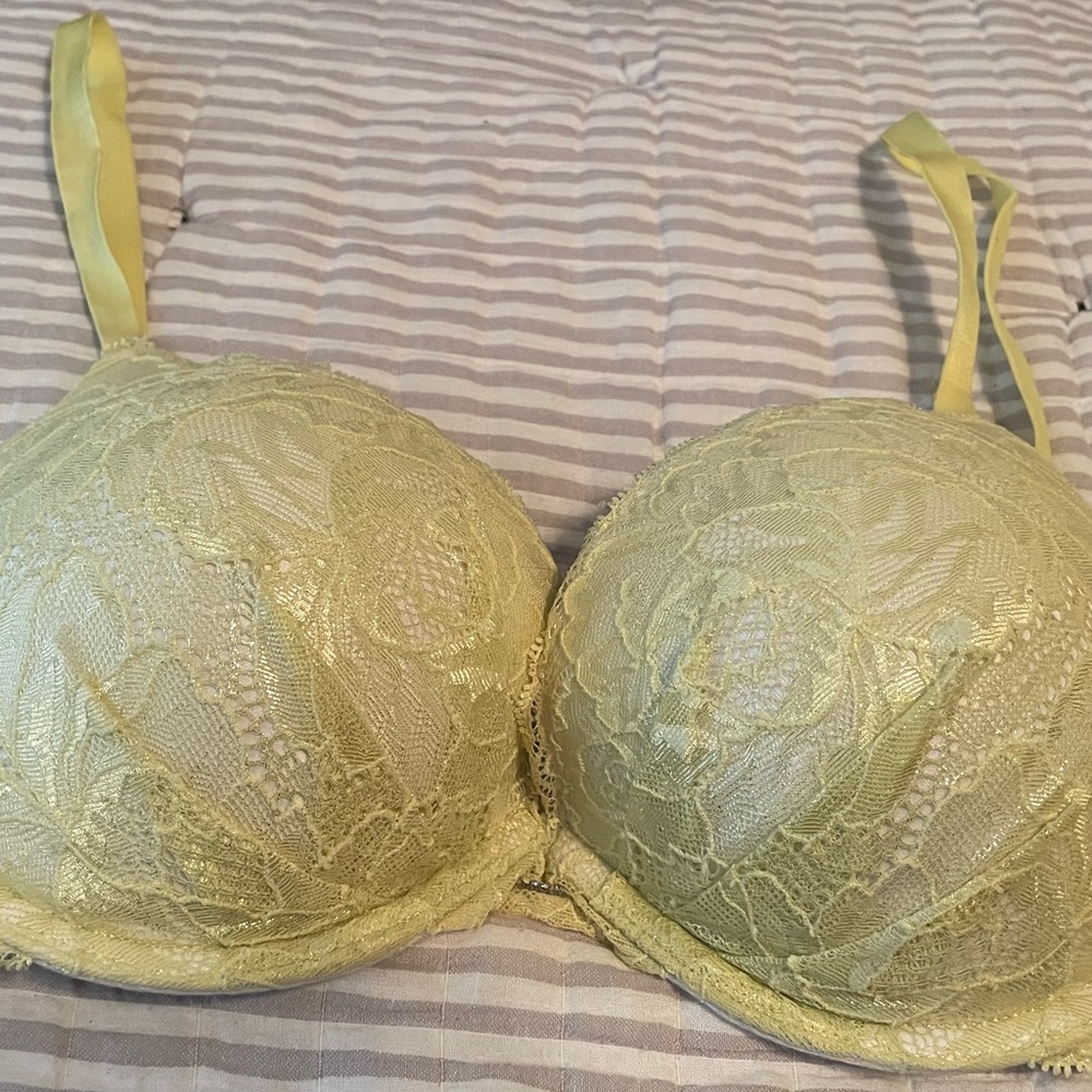 Yellow metallic Victorias Secret Plunge bra